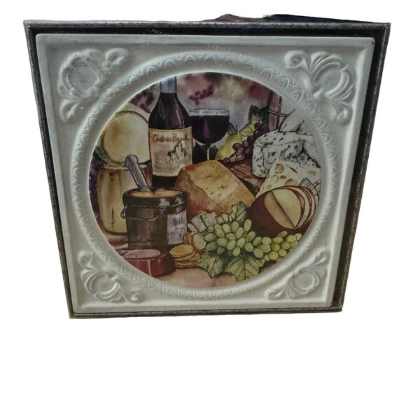 Vintage Ambiance Coasters Set of 4 Ceramic Square Embossed Beverage Holders - Picture 1 of 5